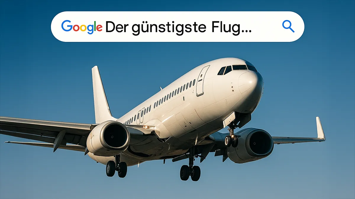 Ein großes Flugzeug und eine Google Suche